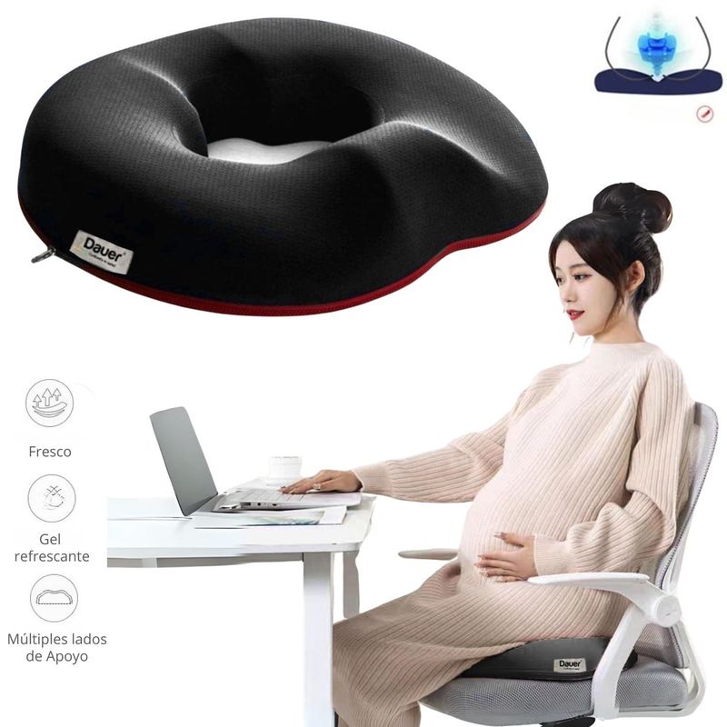 DAUER - Cojín Ergonomico Dona para Embarazadas Viscogel + Bambu