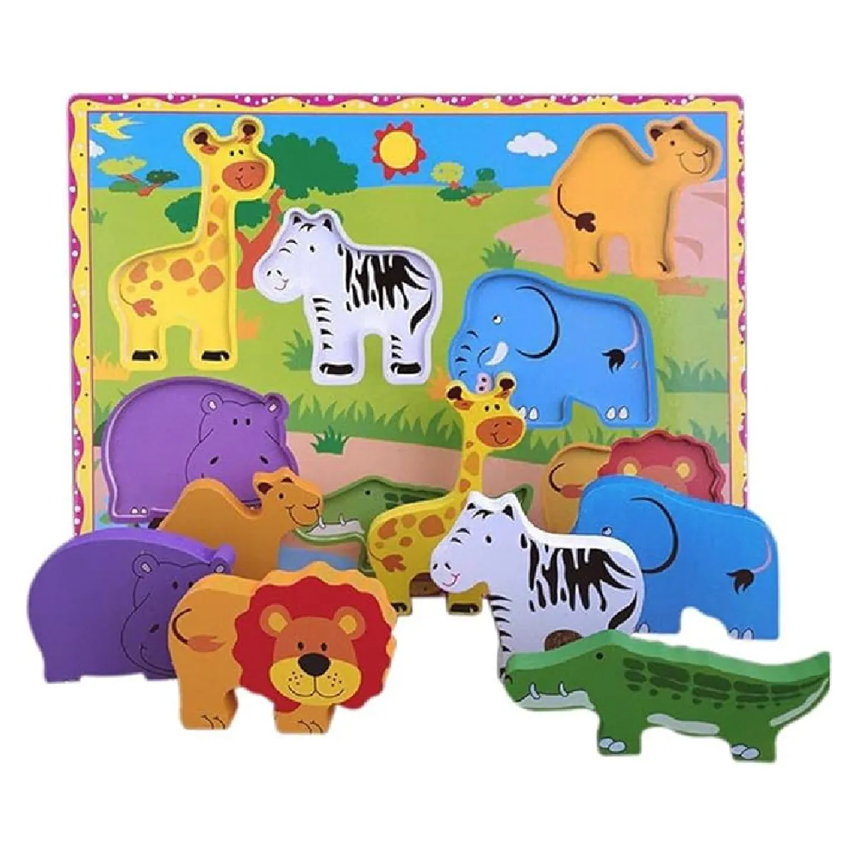 GENERICO - Rompecabezas De Madera Alto Relieve De Animales