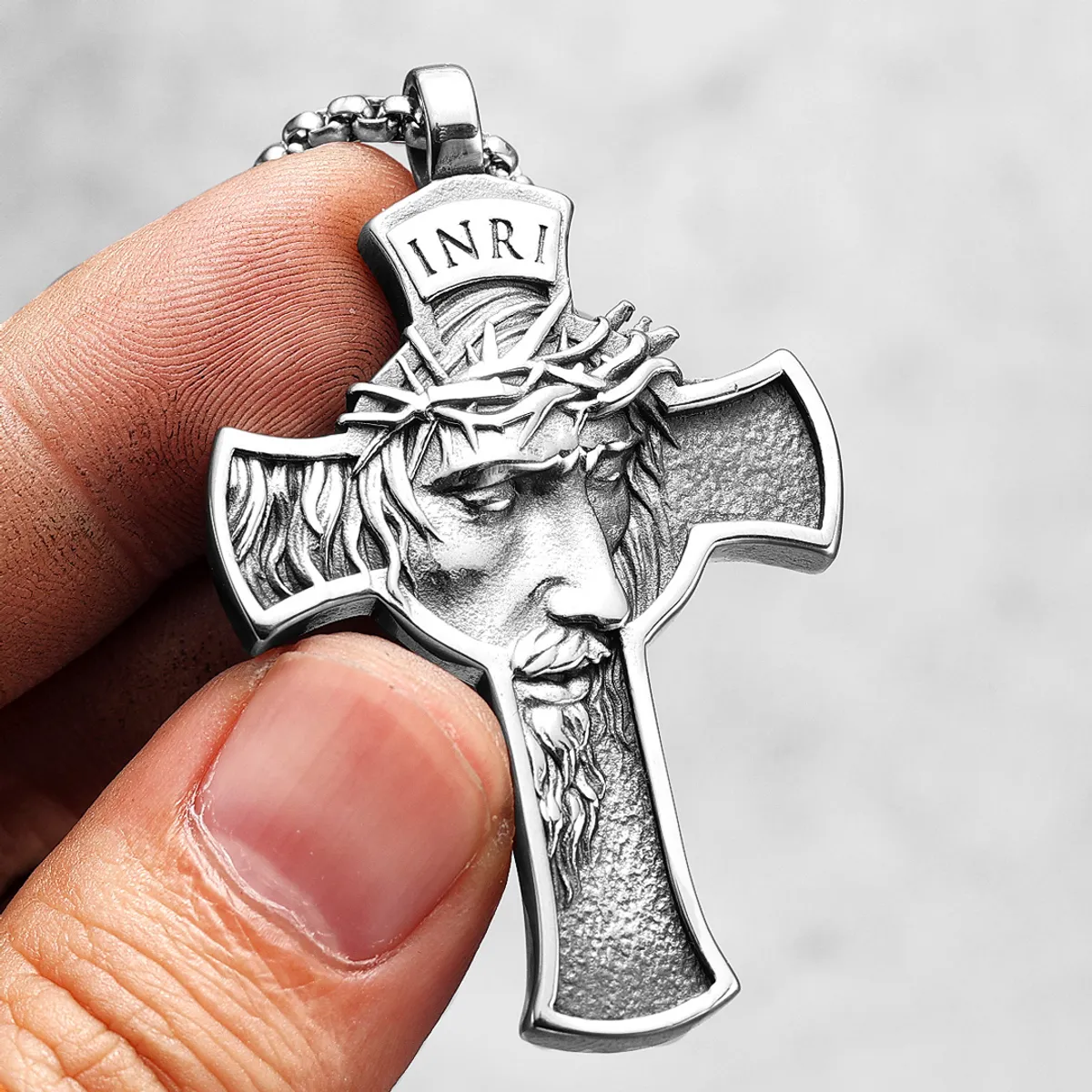 WATTACA - Collar Cruz Rostro Jesús Acero Premium 316L - Cadenas Wattaca