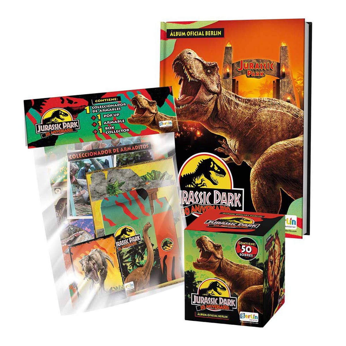 EDITORIAL BERLIN - Jurassic Park 30 años, 1 Álbum Tapa Dura + 1 Cajita + 1 Megapack