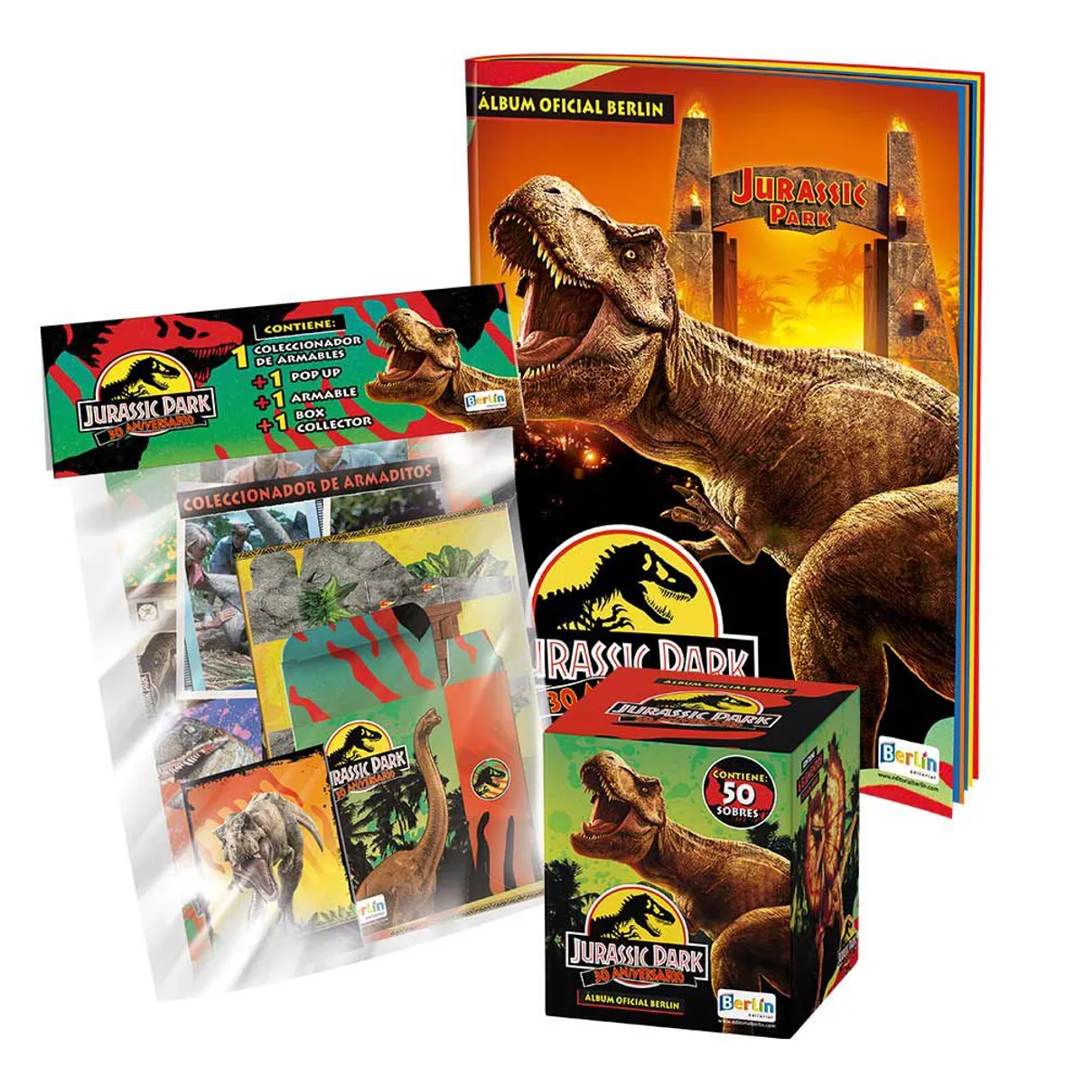 EDITORIAL BERLIN - Jurassic Park 30 años, 1 Álbum Tapa Blanda + 1 Cajita + 1 Megapack