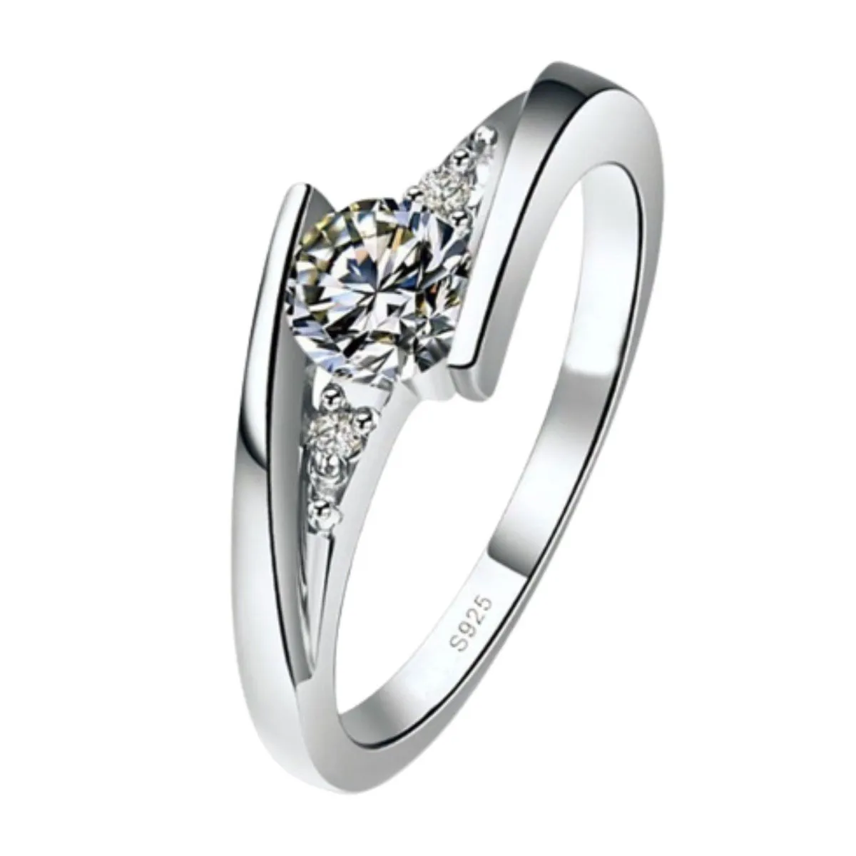 GENERICO - Anillo de Compromiso Infinito Bañado en Oro Blanco 18K Novia - Genieka