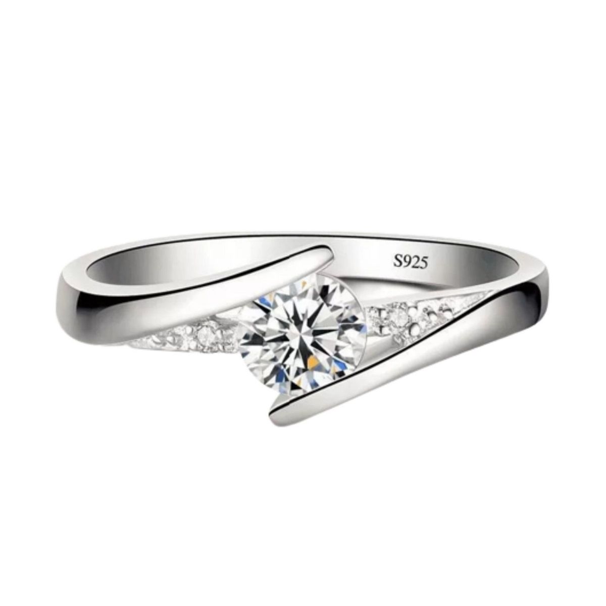 GENERICO - Anillo Compromiso Infinito Bañado en Oro Blanco18K Aniversario Genieka