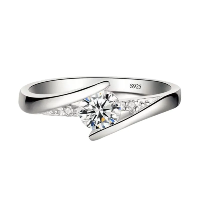 GENERICO - Anillo Compromiso Infinito Bañado en Oro Blanco18K Aniversario Genieka