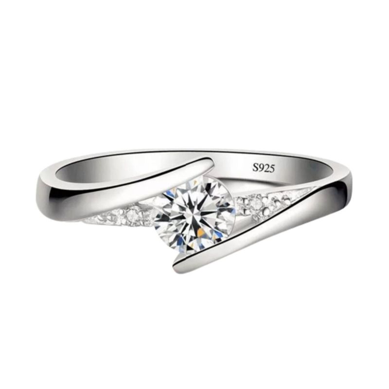 GENERICO - Anillo Compromiso Infinito Bañado en Oro Blanco18K Aniversario Genieka