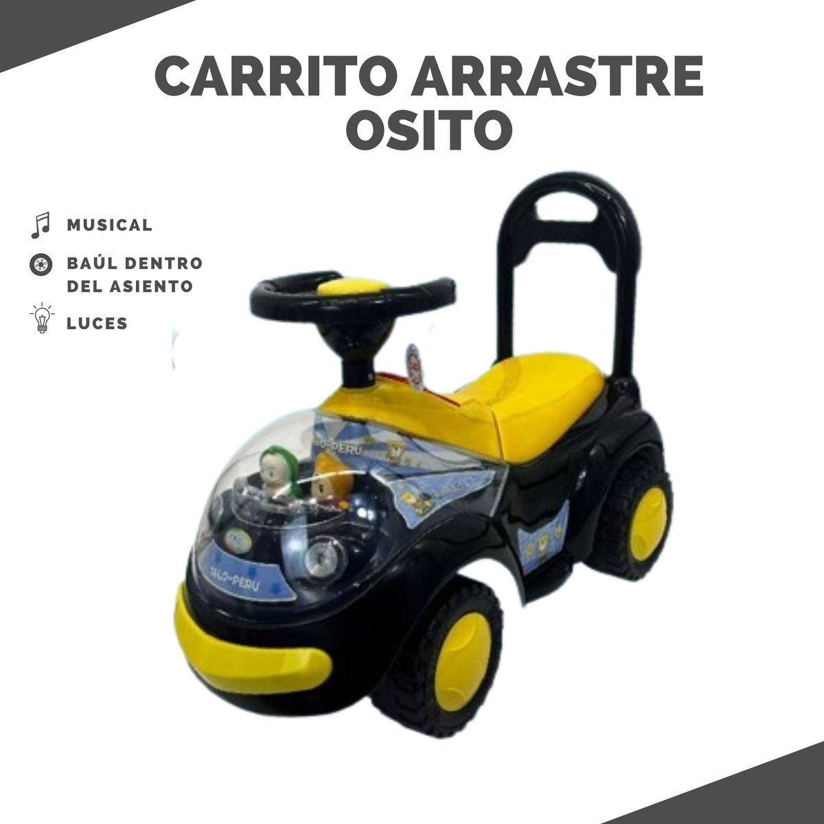 GENERICO - Carro de Juguete Arrastre Oso para niño