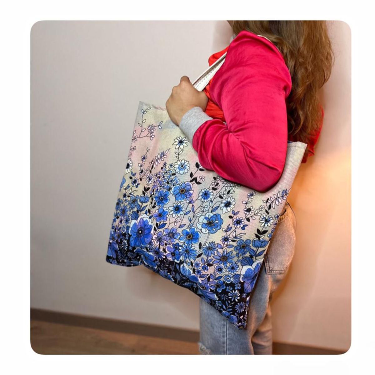 GENERICO - Bolso de Tela TOTE - Mod Blue Flwr