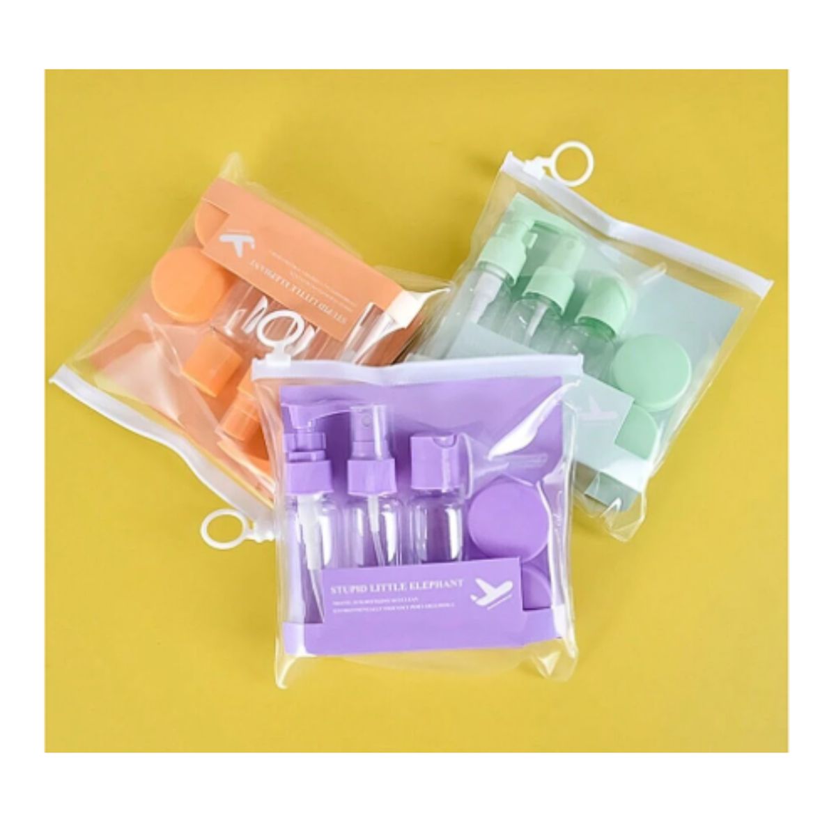 GENERICO - Set de botellas para viaje 4 piezas con neceser envases