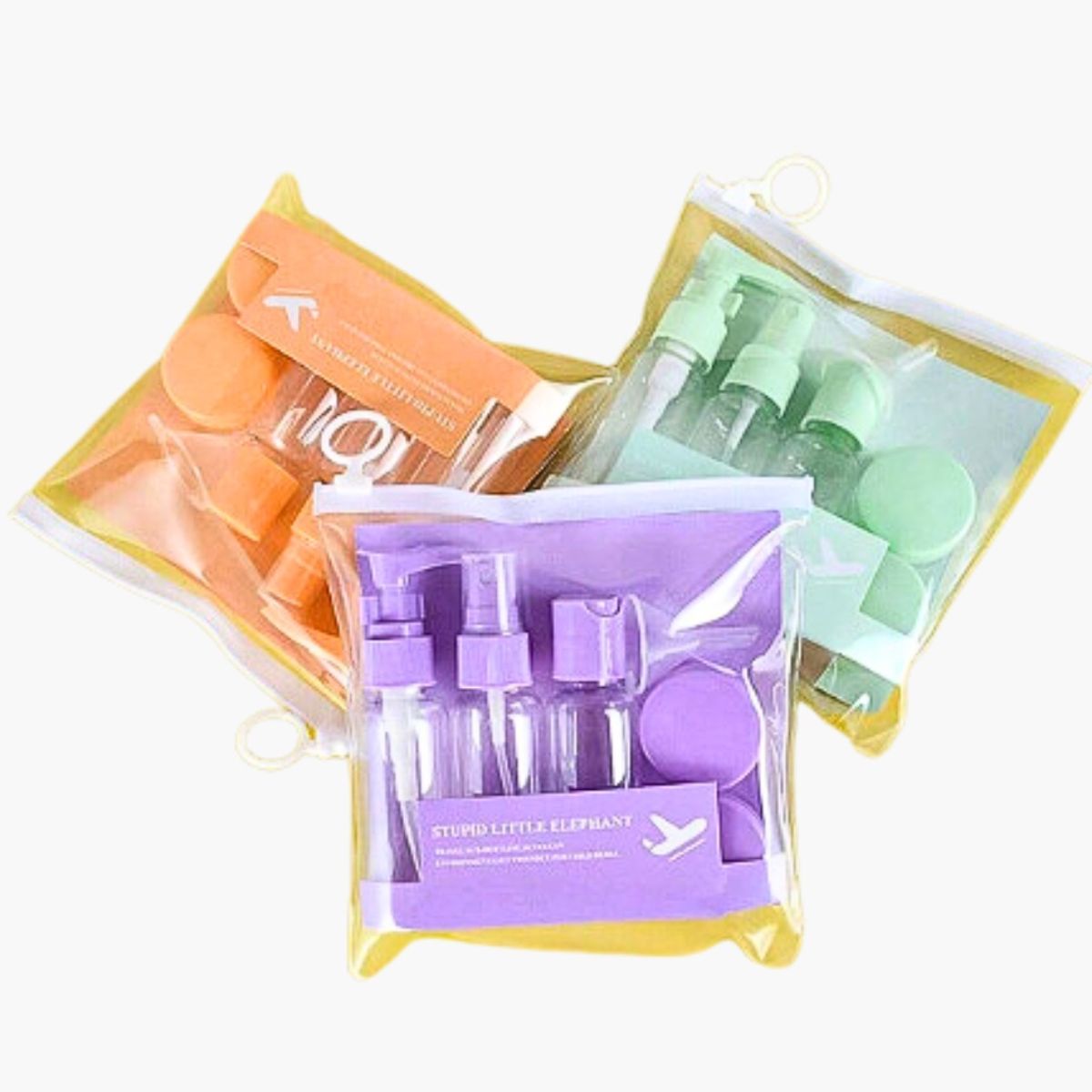 GENERICO - Set de botellas para viaje 4 piezas con neceser envases