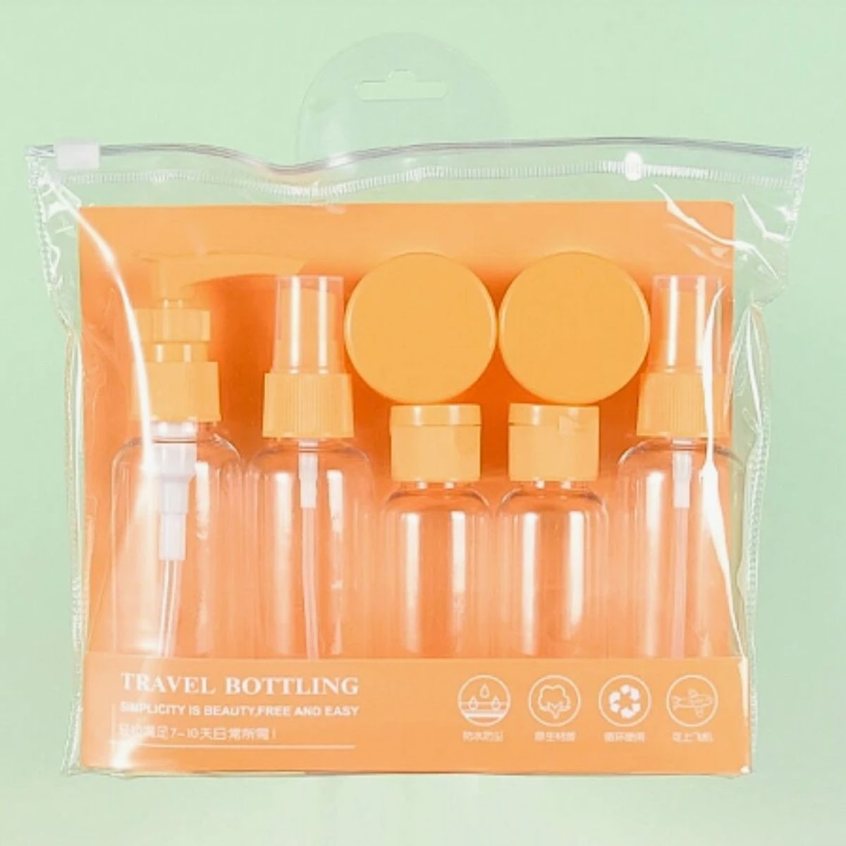 GENERICO - Set de botellas para viaje 4 piezas con neceser envases