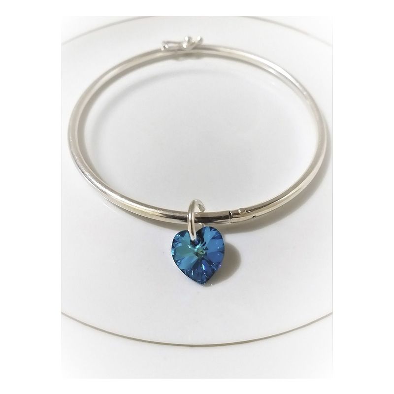 Pulsera Puñera Mujer de Plata 950 Corazón Cristal Azul GENERICO