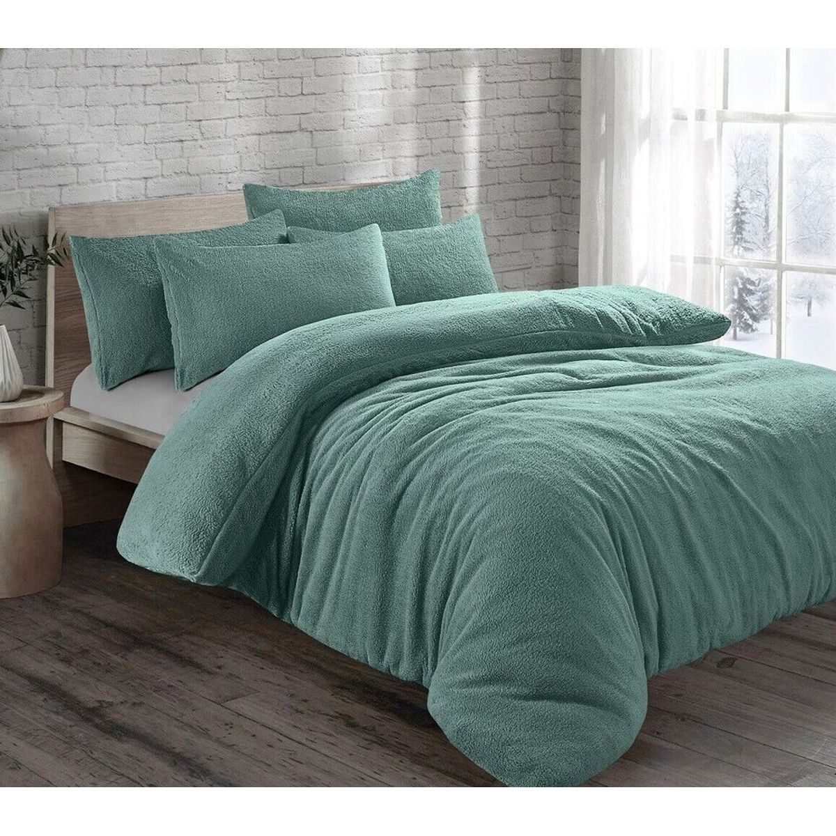 GENERICO - EDREDON DE PELUCHE PELO CORTO QUEEN  CEMENTO