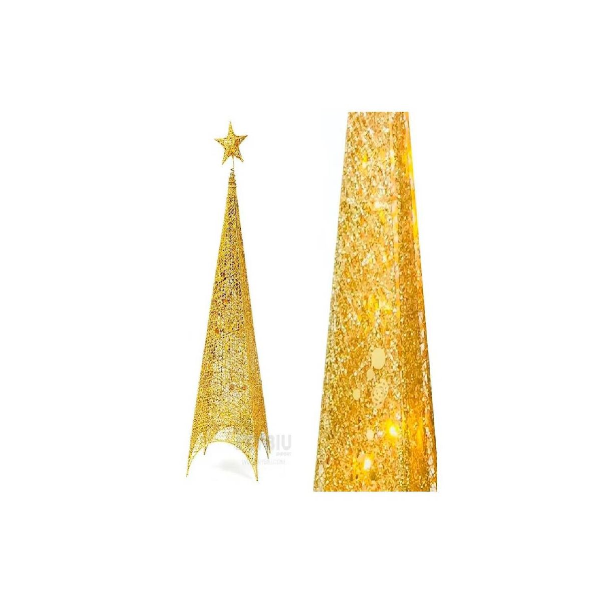 GENERICO - ARBOL ESCARCHADO DE NAVIDAD CON LUCES LED 18M DORADO