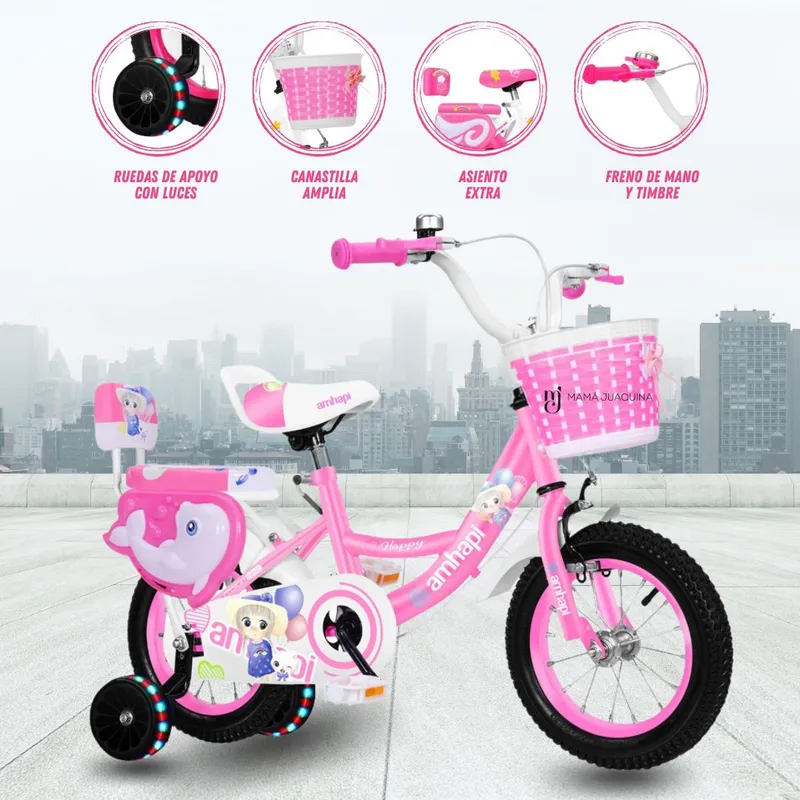 CONFORT - Bicicleta Para Niña Aro 12 «AMHAPI DOLPHIN» Pink