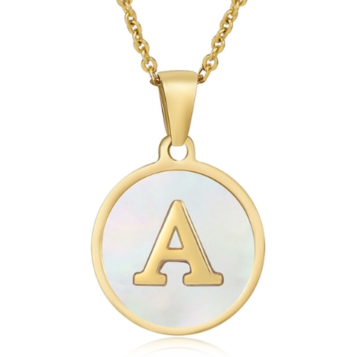 GENERICO - Collar Inicial Nácar con corazón letra A
