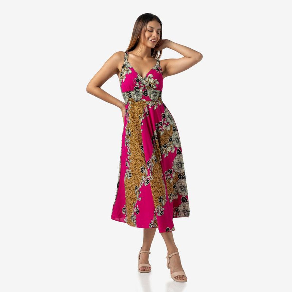 OEM - Vestido Largo y Fresco Color Magenta