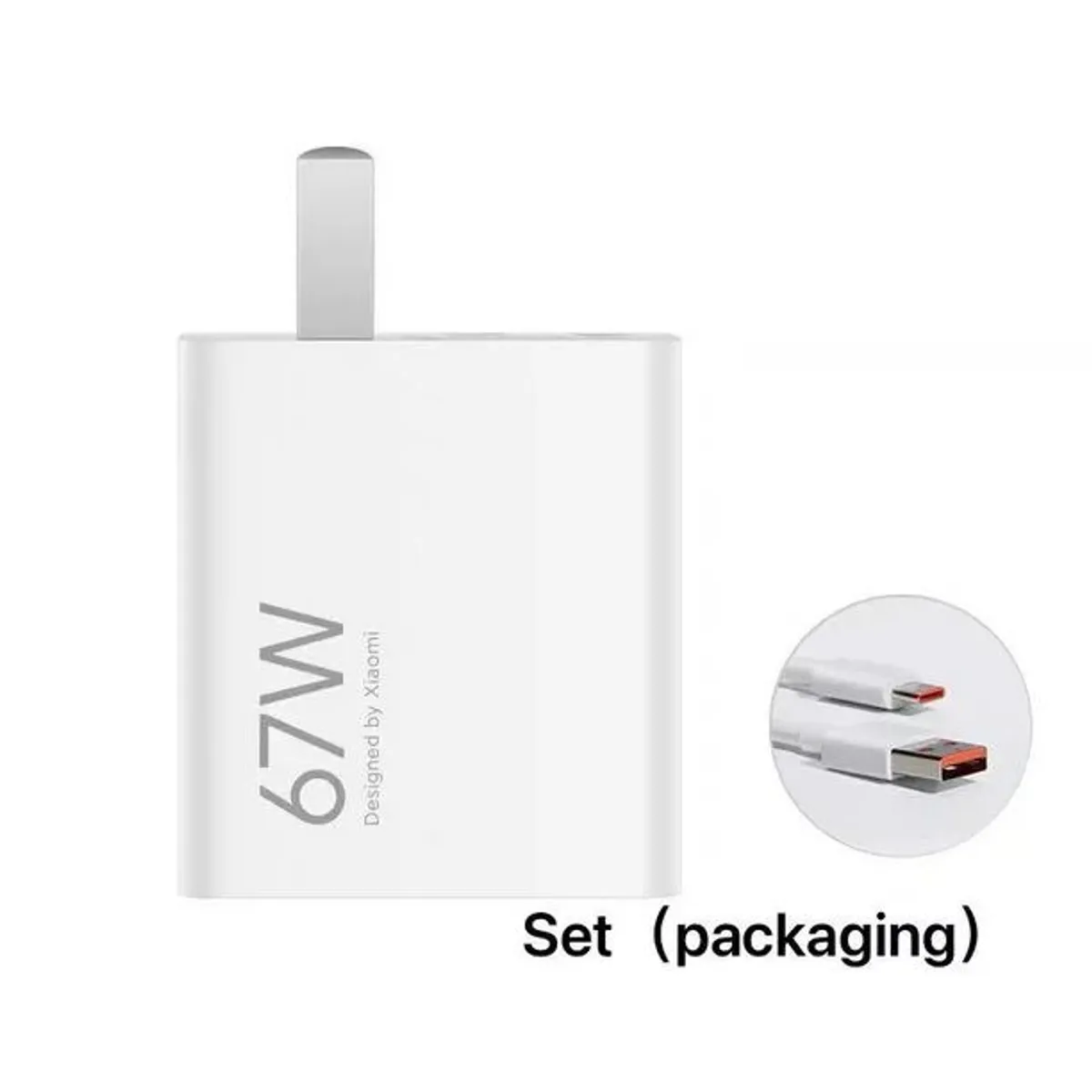 XIAOMI - Cargador Xiaomi 67w Original Combo Cable USB - Blanco