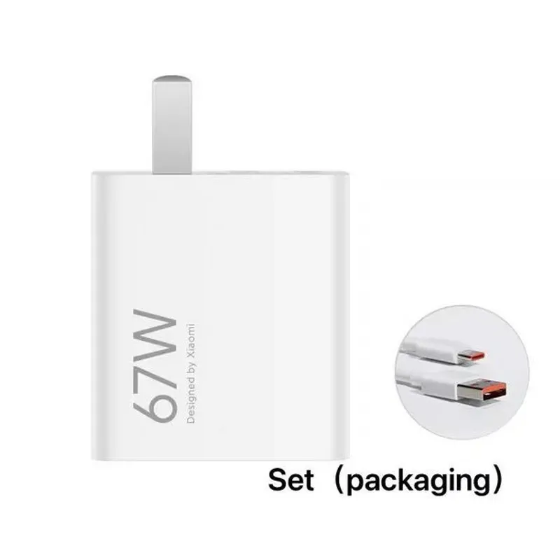 XIAOMI - Cargador Xiaomi 67w Original Combo Cable USB - Blanco