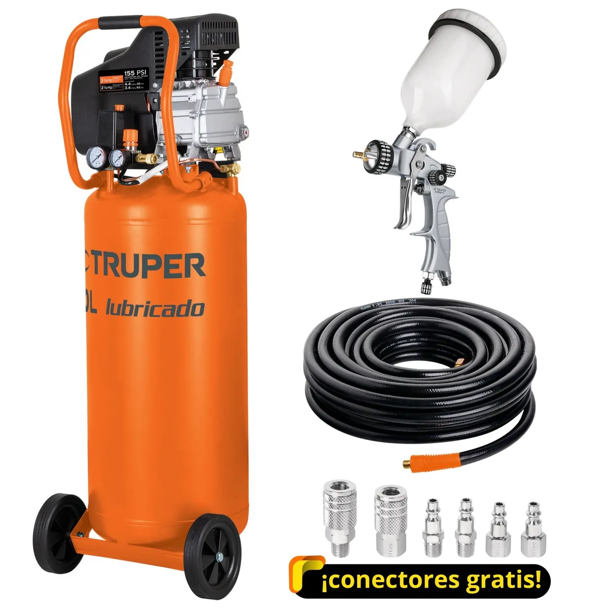 TRUPER - kit Pistola para pintar Compresora de aire 80L manguera Truper expert