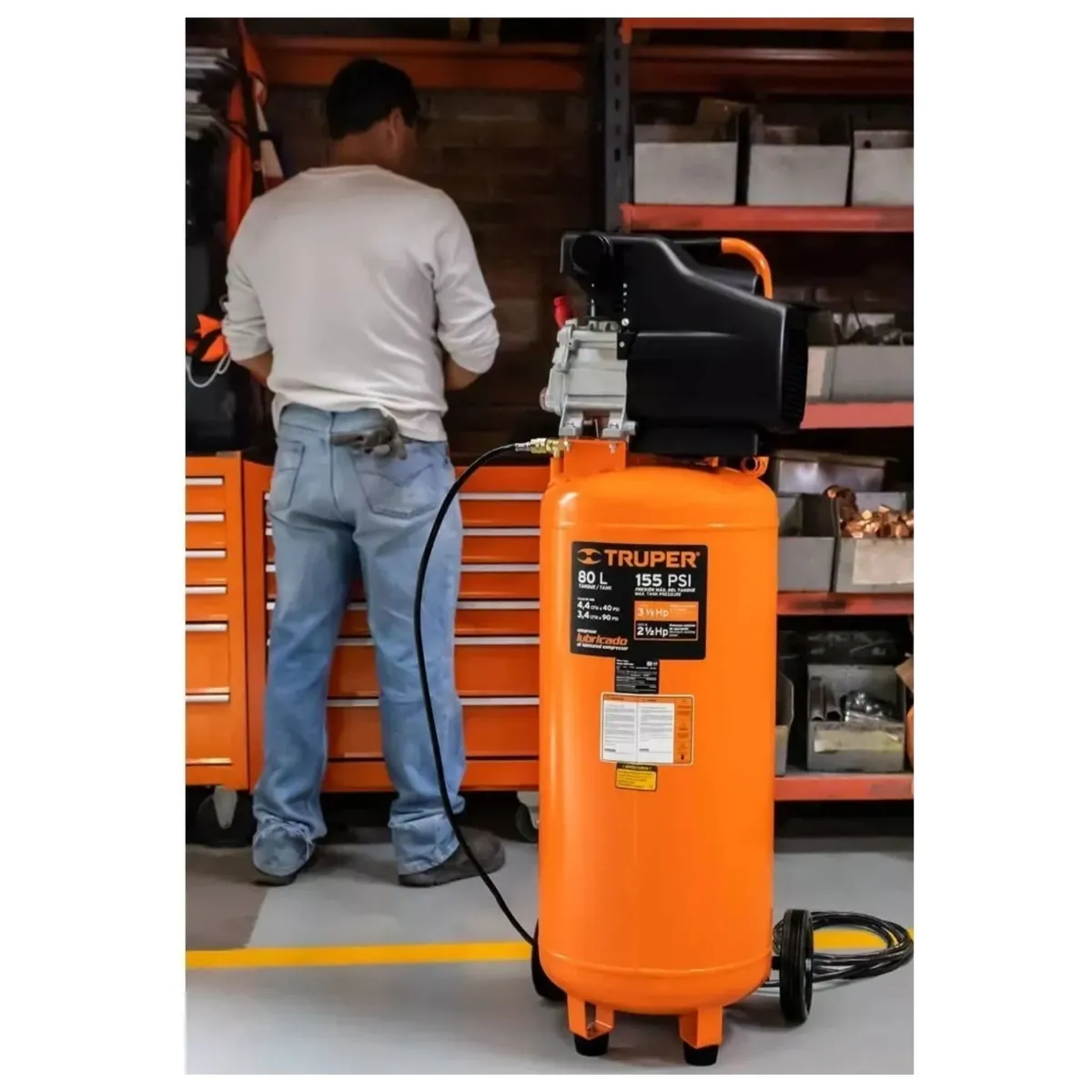 TRUPER - kit Pistola para pintar Compresora de aire 80L manguera Truper expert