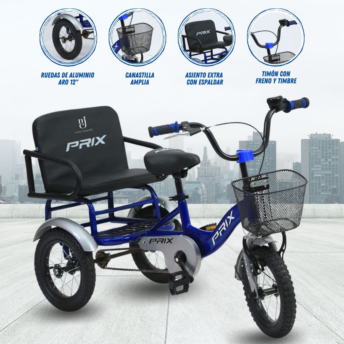 GRAND PRIX - Triciclo Doble Asiento «TRENO» Blue