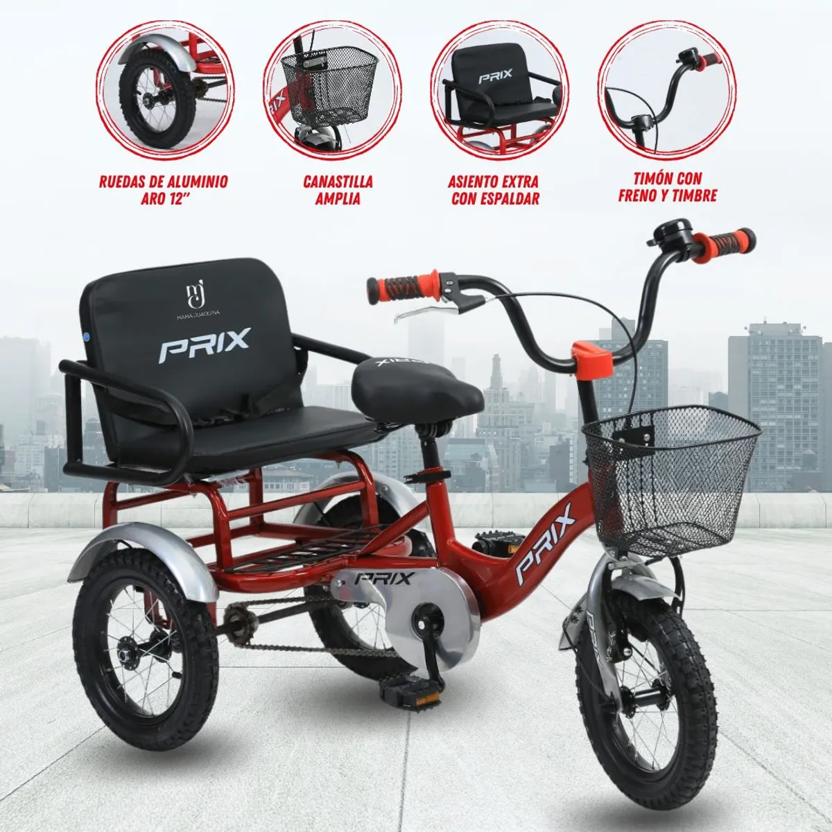 GRAND PRIX - Triciclo Doble Asiento «TRENO» Red