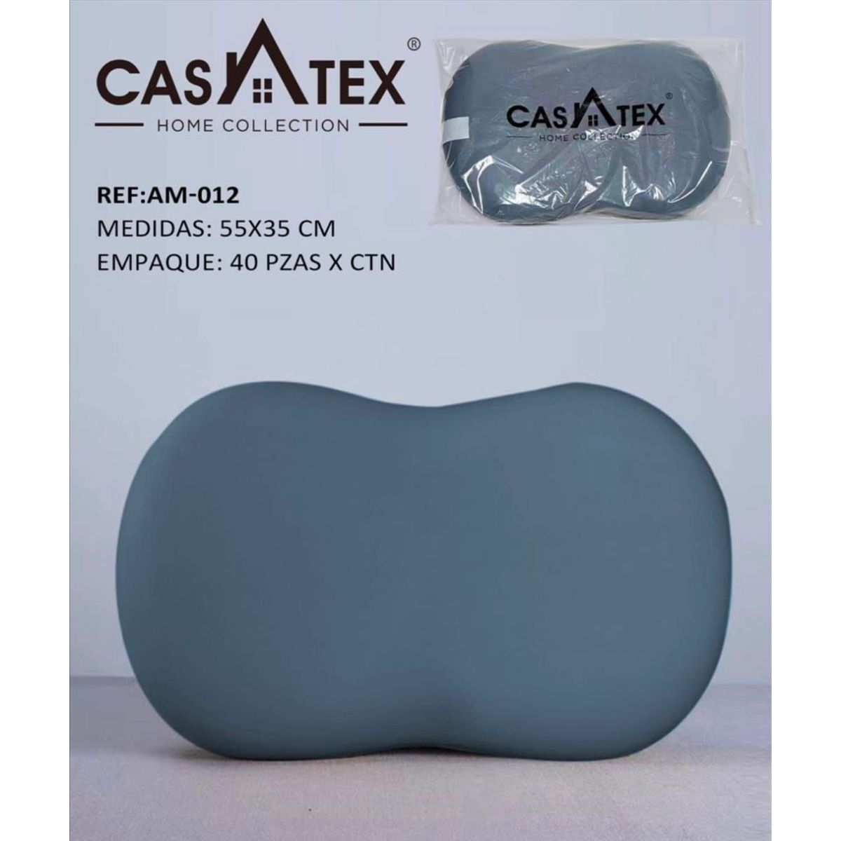 CASATEX - Almohada Viscoelástica Infantil  55cm x 35cm GRIS.