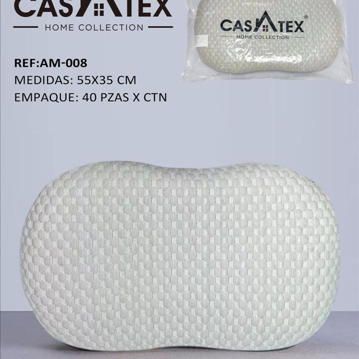 CASATEX - Almohada Viscoelástica Infantil WHITE 55cm x 35cm.