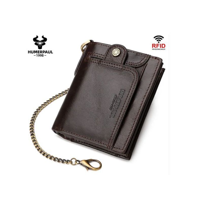 GENERICO - Billetera Cuero Genuino Humerpaul con Cadena Dorada