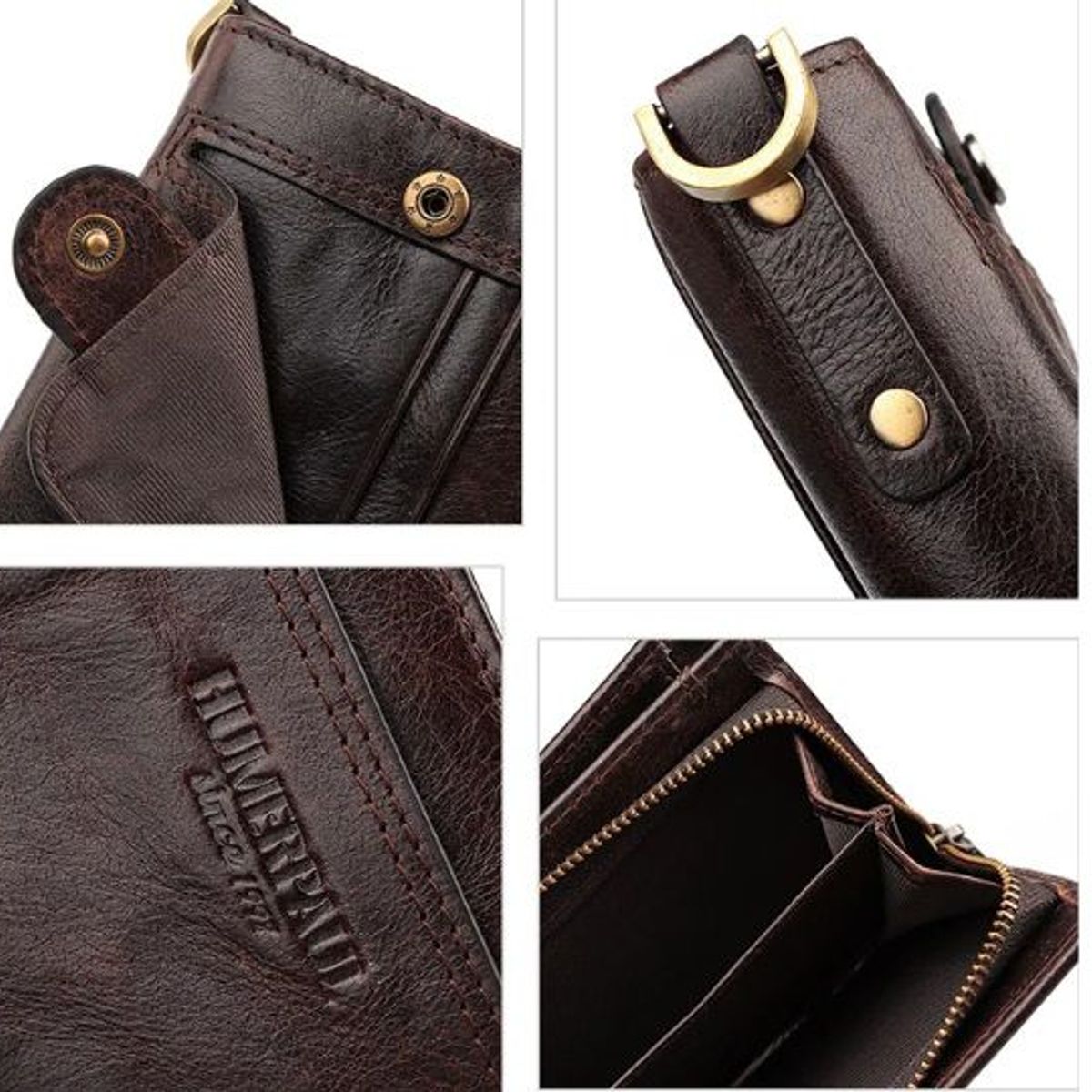 GENERICO - Billetera Cuero Genuino Humerpaul con Cadena Dorada