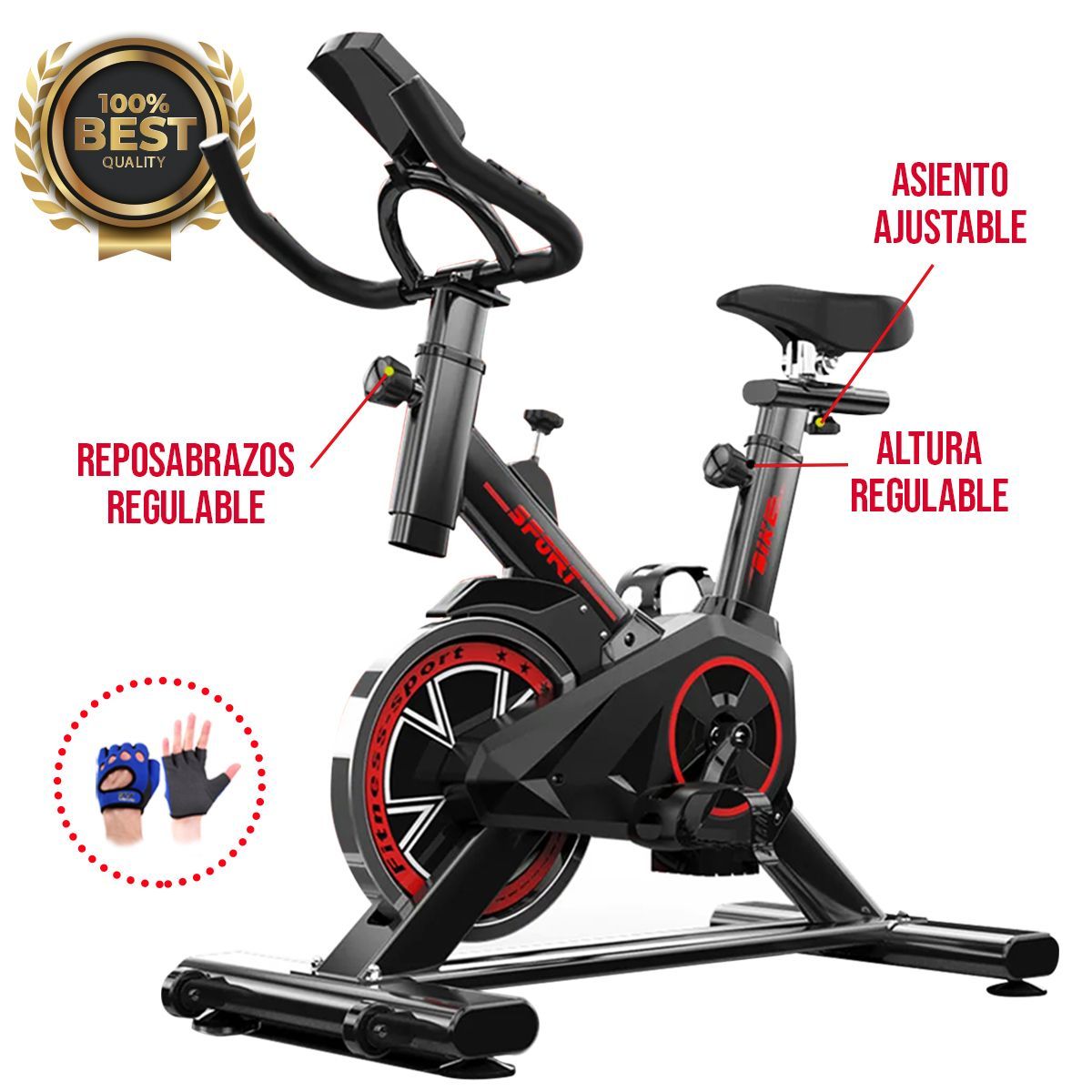 GENERICO - Bicicleta Profesional Spinning Estacionaria  Guantes