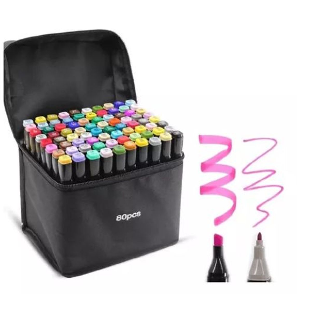 GENERICO - SET DE PLUMONES DOBLE PUNTA 80 PIEZAS