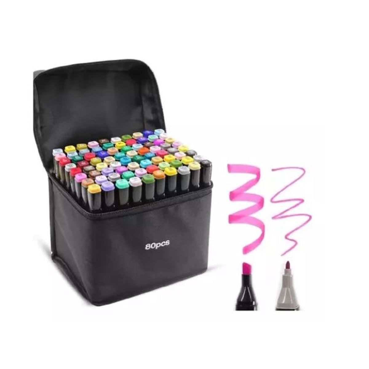 GENERICO - SET DE PLUMONES DOBLE PUNTA 80 PIEZAS