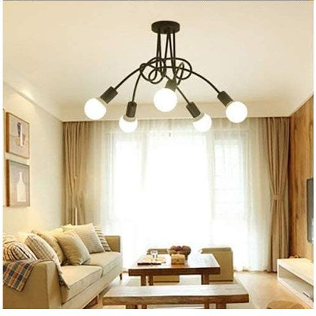 CEMLIGHTING - Lámpara de techo florencia negro 5 sockets