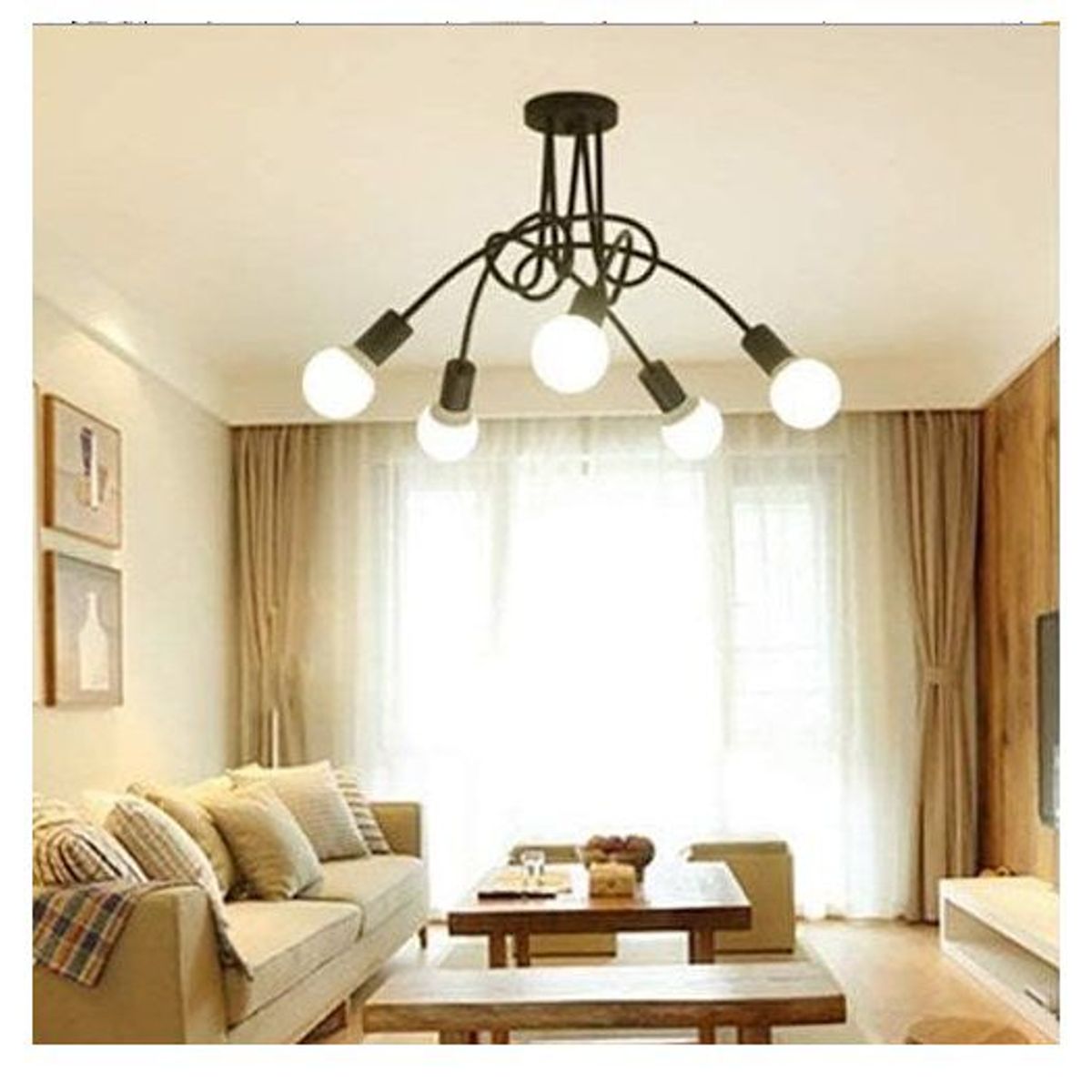 CEMLIGHTING - Lámpara de techo florencia negro 5 sockets