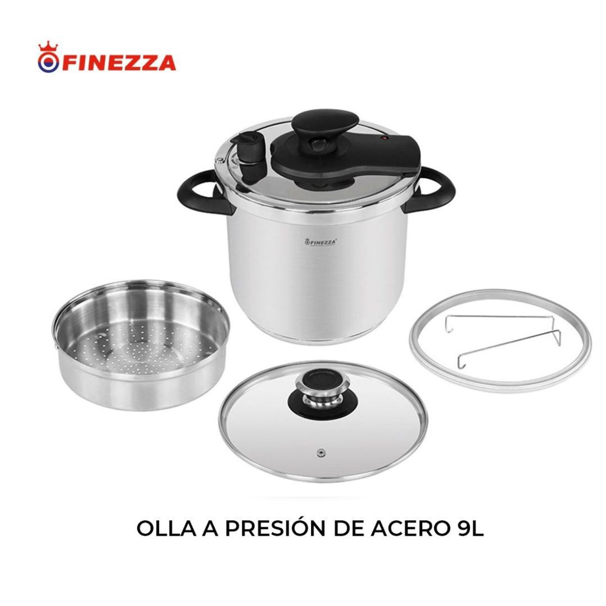 OLLA A PRESIÓN 9L DE ACERO INOXIDABLE FZ-900-AC-IN, marca FINEZZA - Foto Principal