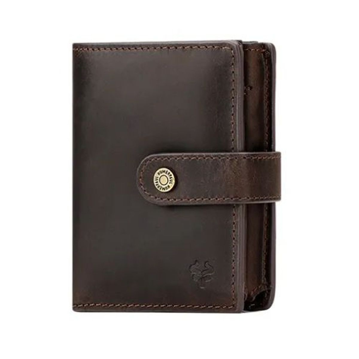 GENERICO - Billetera de Cuero Humerpaul  Doble Tarjetero de Aluminio RFID Marrón