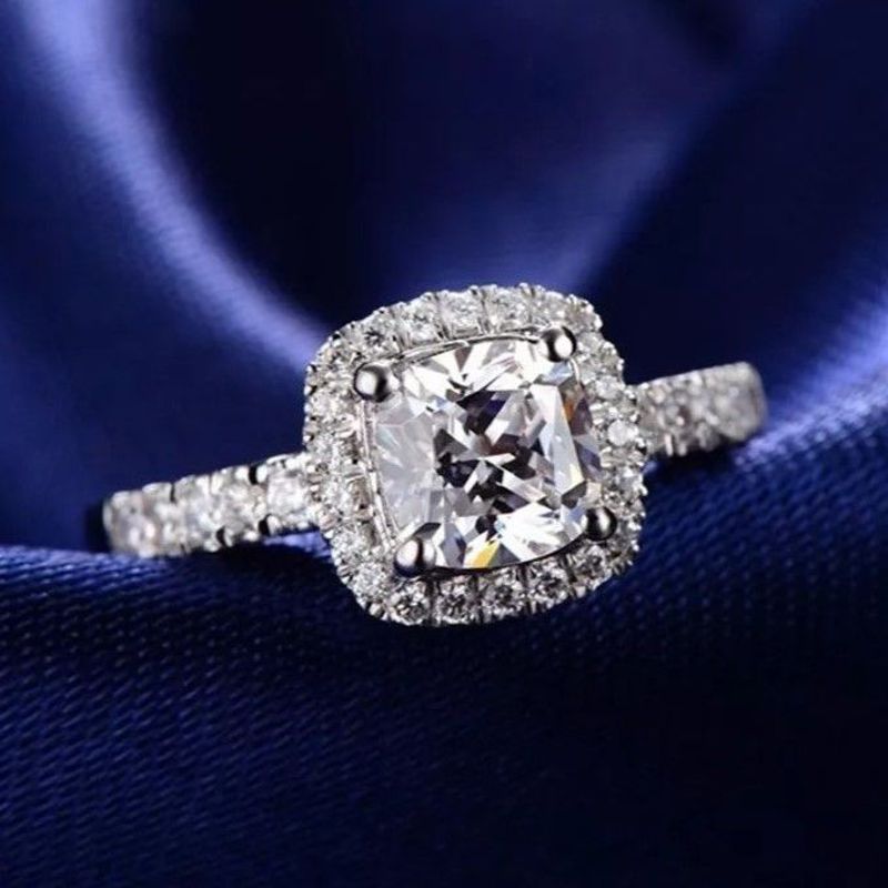 GENERICO - Anillo de Compromiso Diamonds Bañado en Oro Blanco18K Novia Genieka