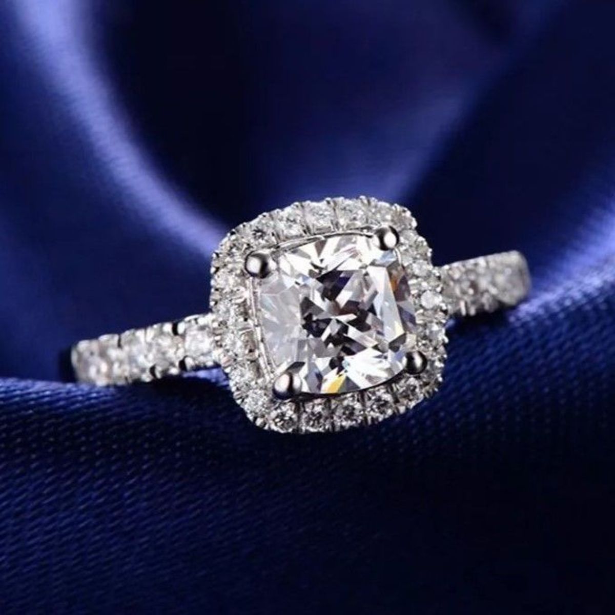 GENERICO - Anillo de Compromiso Diamonds Bañado en Oro Blanco18K Novia Genieka