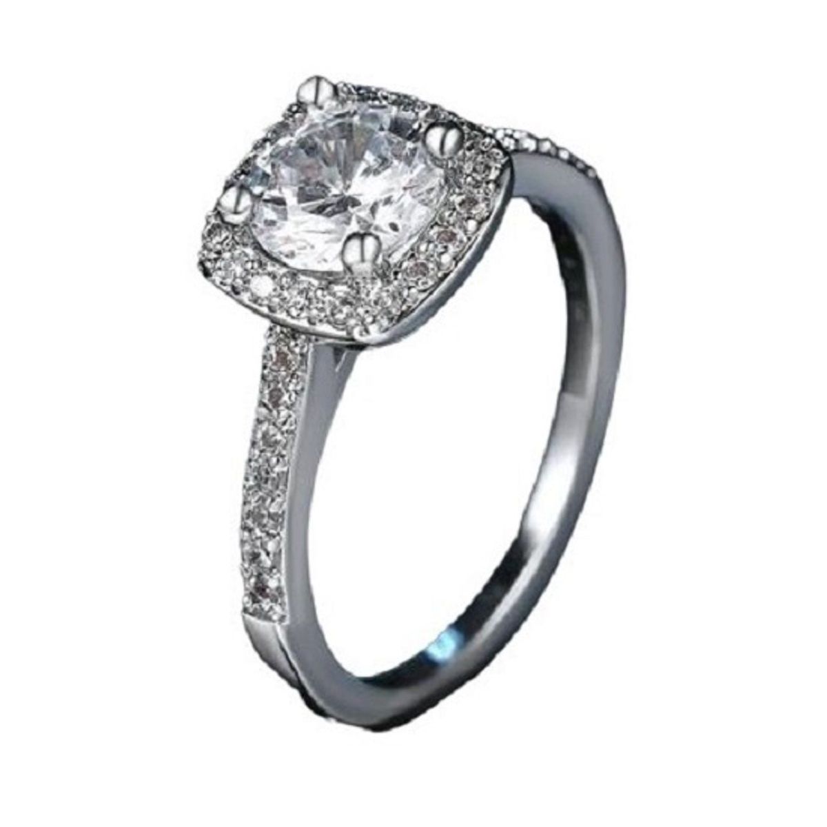 GENERICO - Anillo de Compromiso Diamonds Bañado en Oro Blanco18K Novia Genieka