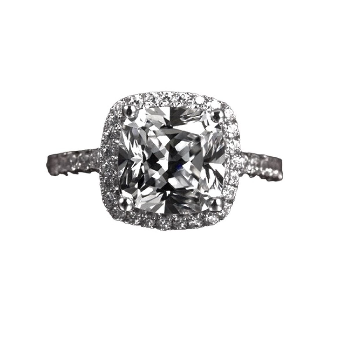 GENERICO - Anillo Compromiso Diamonds Bañado Oro Blanco18K Aniversario Genieka