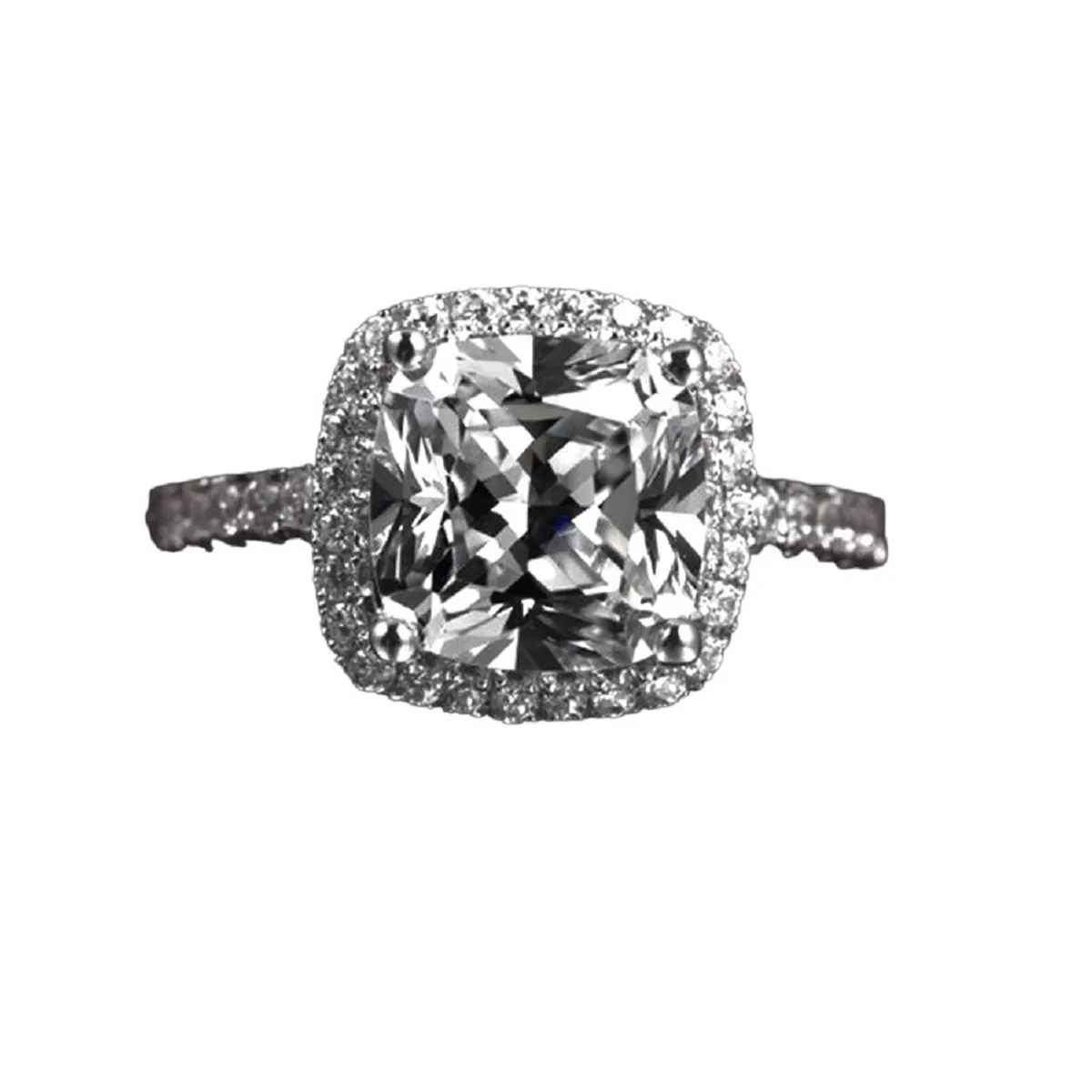 GENERICO - Anillo Compromiso Diamonds Bañado Oro Blanco18K Aniversario Genieka