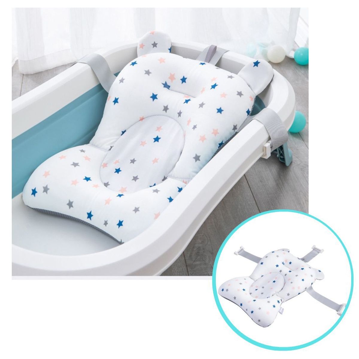 GENERICO - Cojin para tina bañera bebe estrella Blanco