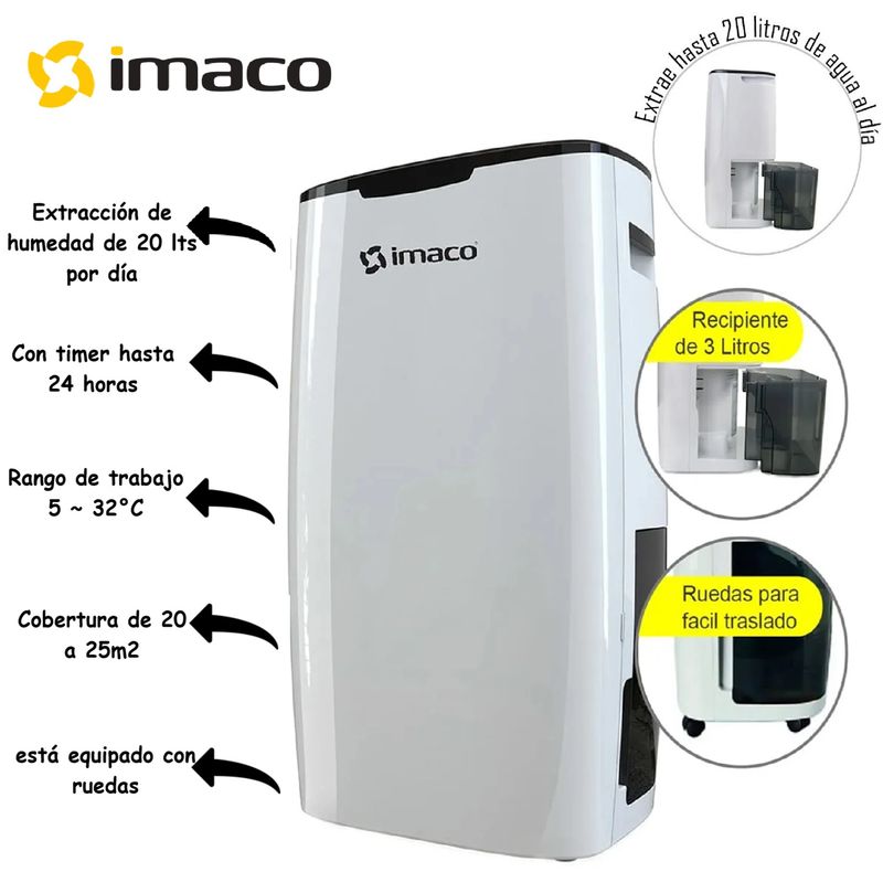 IMACO - Deshumedecedor Panel Digital DHE20 3L