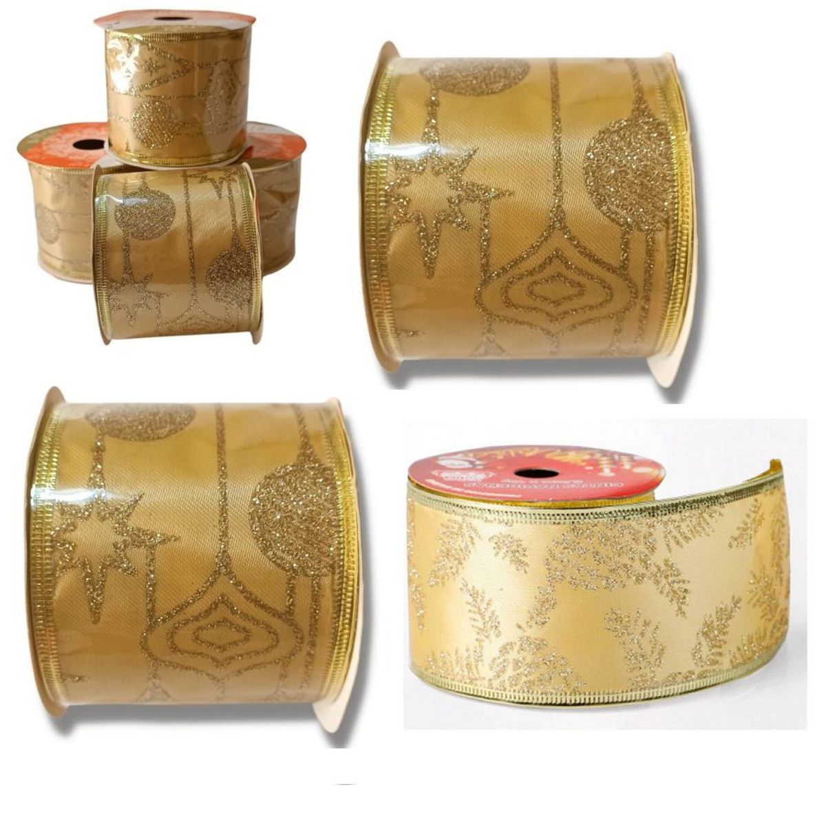 GENERICO - Cinta decorativa de 5 M x 8 cm lazo para regalos y navidad - Dorado