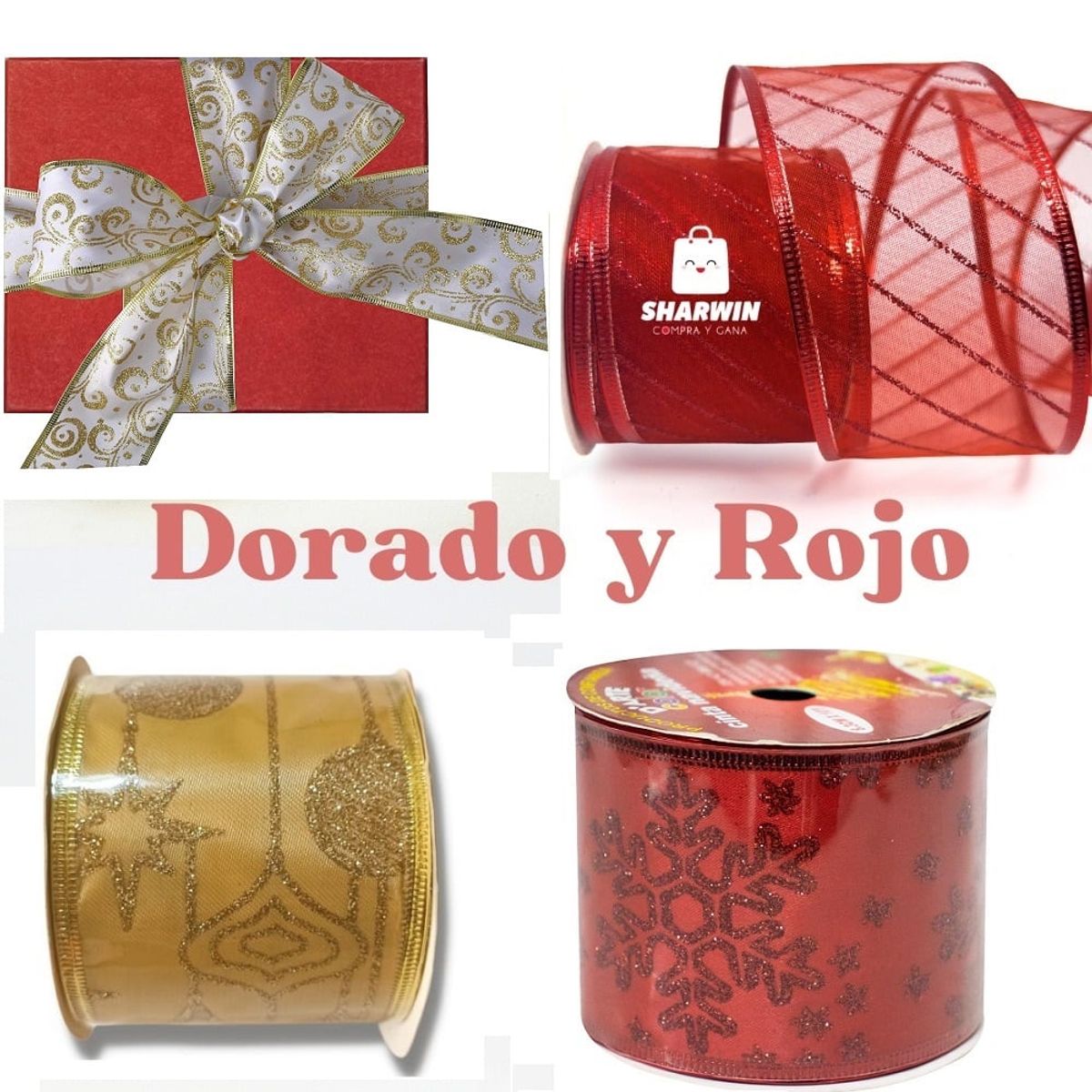 GENERICO - Cinta decorativa de 5 M x 6cm lazo para regalo y árbol navidad - Rojo