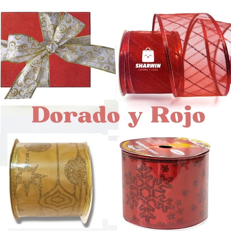 GENERICO - Cinta decorativa de 5 M x 6cm lazo para regalo y árbol navidad - Rojo