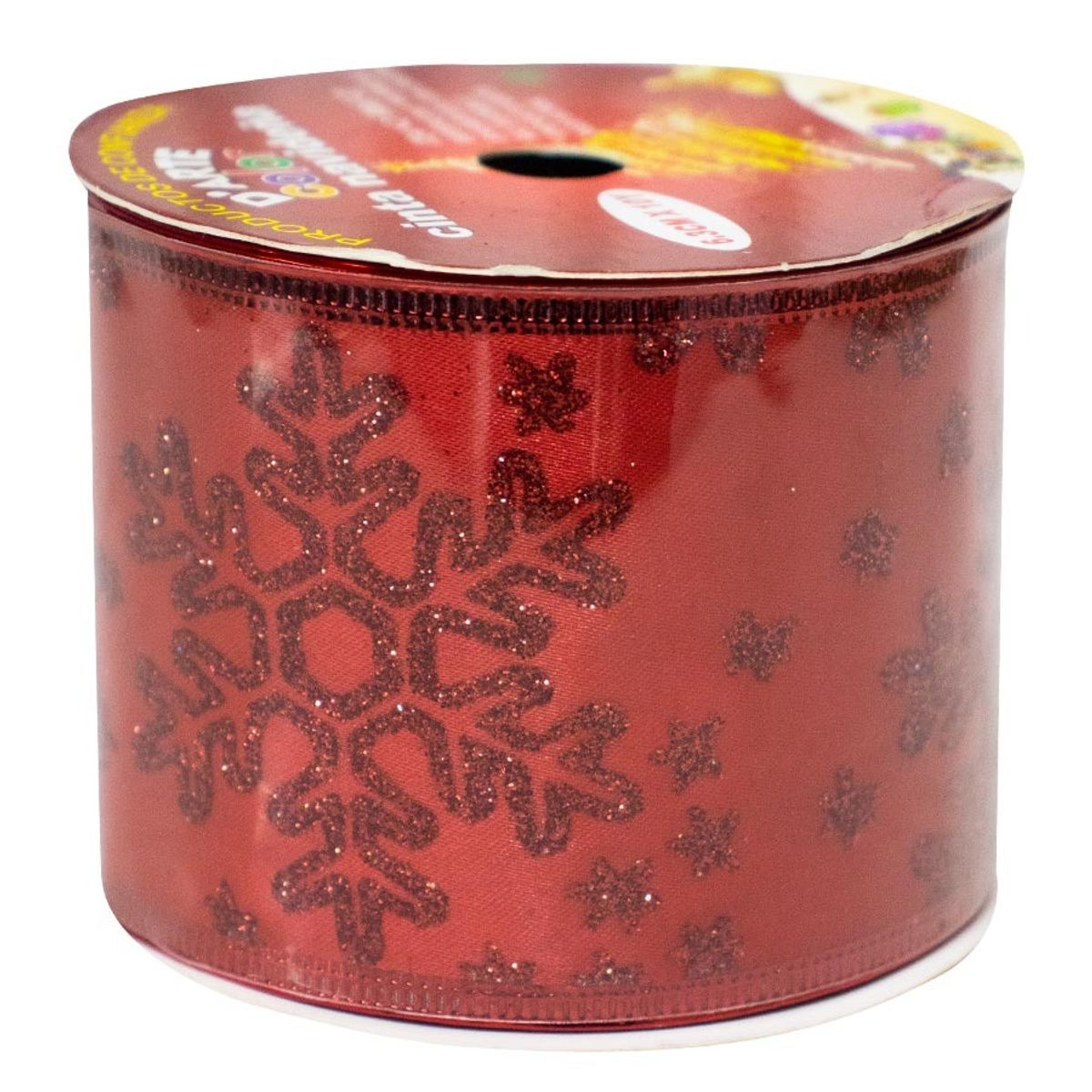 GENERICO - Cinta decorativa de 5 M x 6cm lazo para regalo y árbol navidad - Rojo