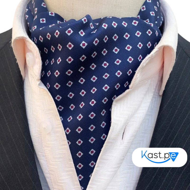KAST PE - Bufanda Corbata Gazne Ascot Seda Modelo Adrian - Azul