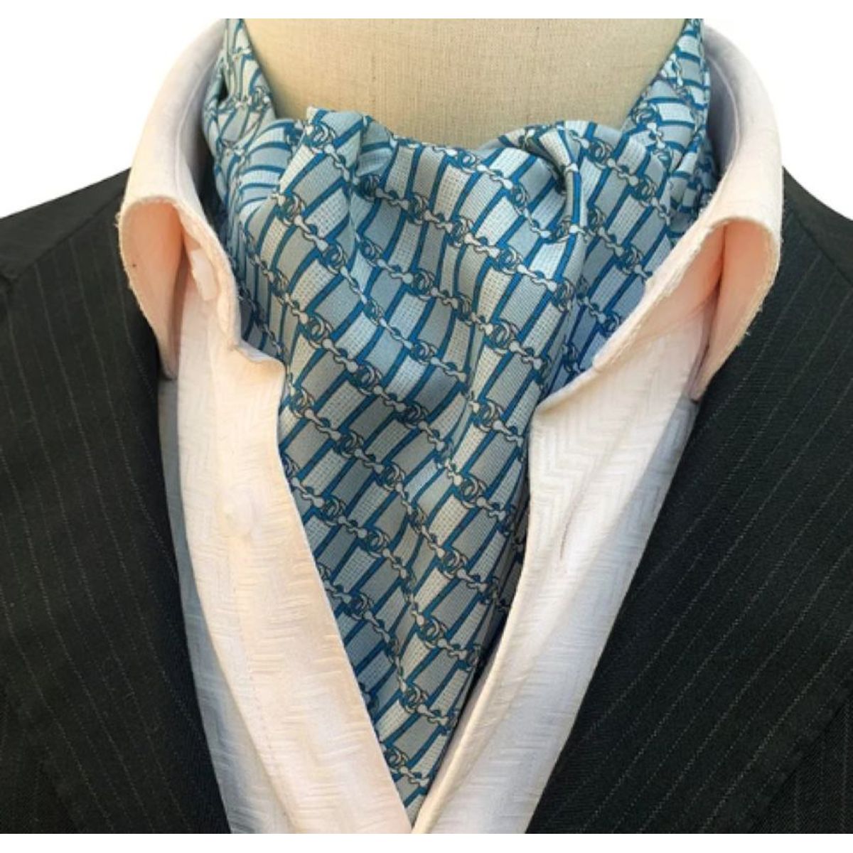 KAST PE - Bufanda Hombre Corbata Ascot Modelo Ronald - Celeste